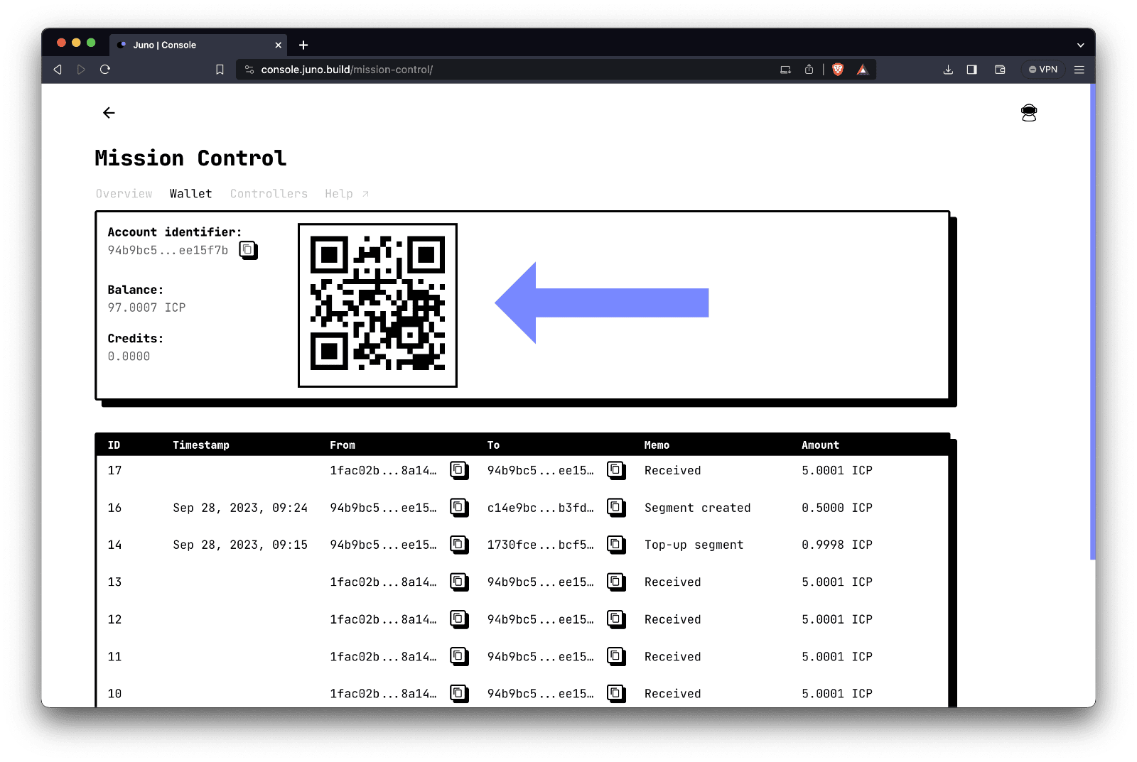 Where to find the account identifier of your mission control