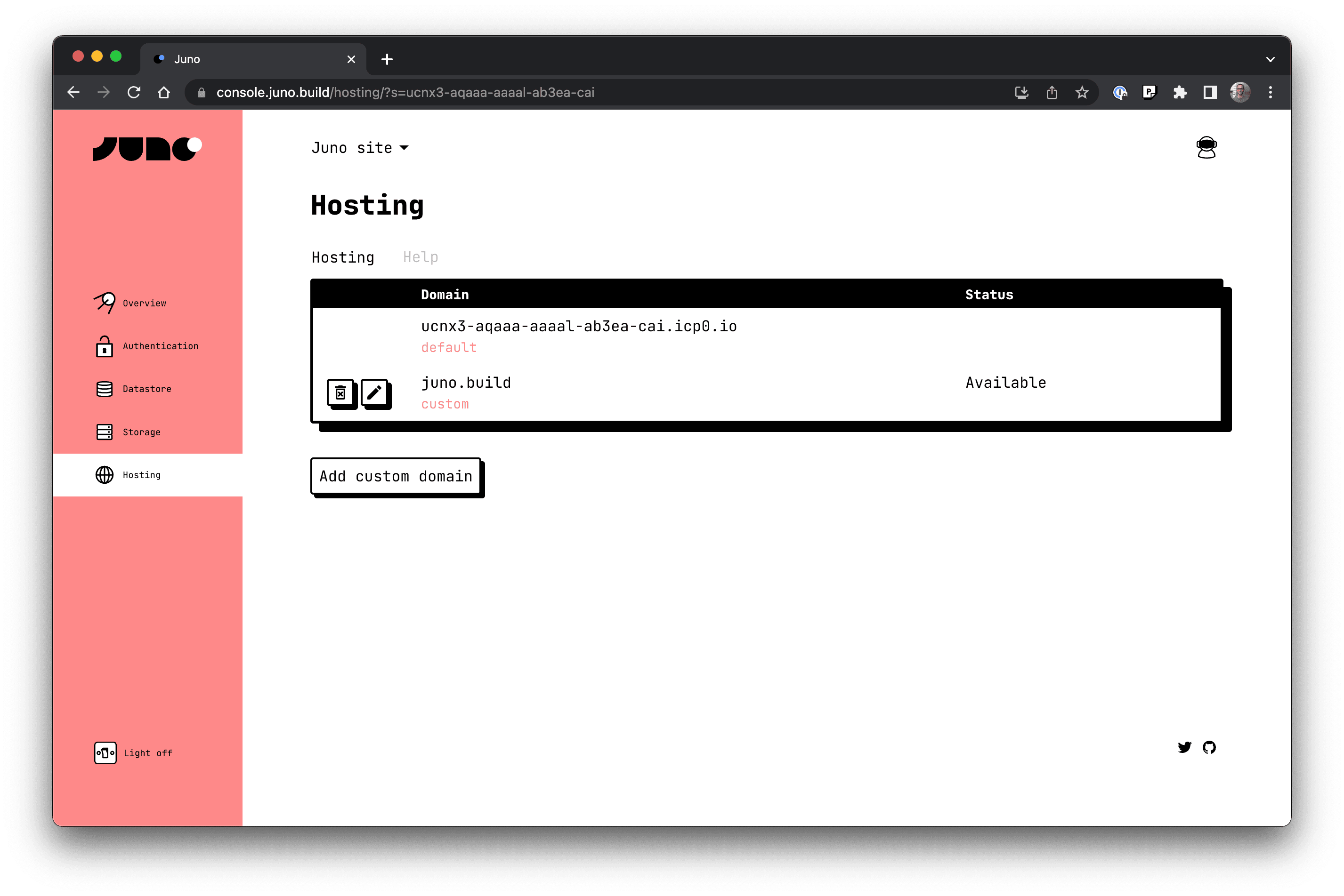 Custom domains screenshot