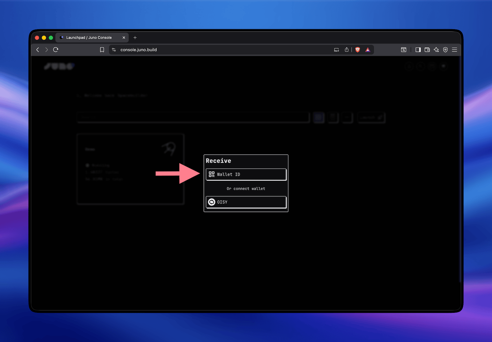 A screenshot of where to find the link to the Wallet ID